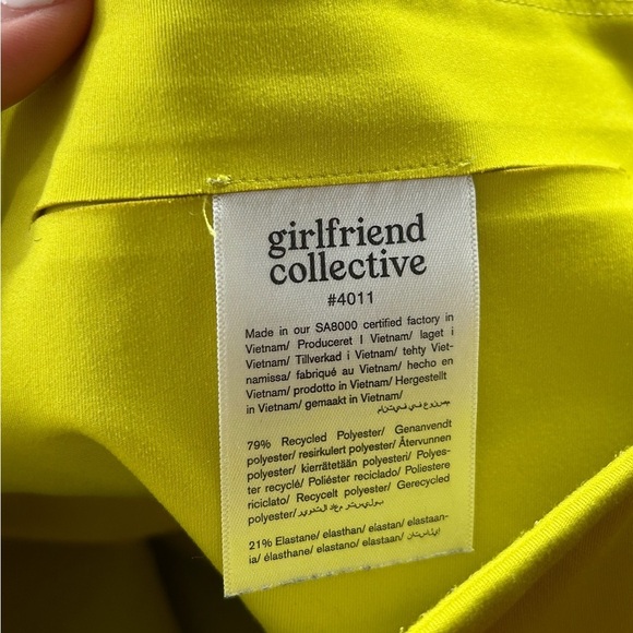 GIRLFRIEND COLLECTIVE High Rise Bike Shorts in Chartreuse - Picture 6 of 12